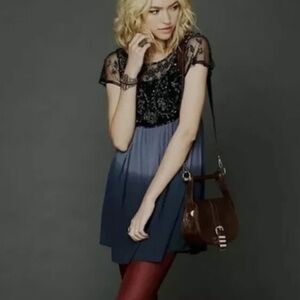 Free People Embellished Palms Tunic Top Beaded Women’s Medium Mesh Jewels